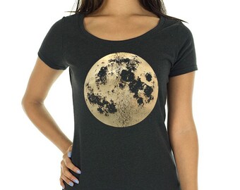 Full Moon Graphic Tee for Women: Bella Relaxed Fit Crew Neck T