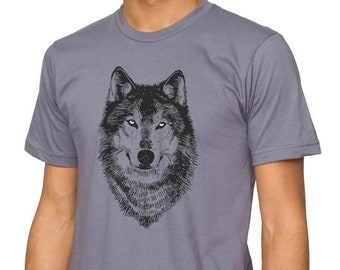 Gray Wolf T-shirt, Grey Wolf T shirt, Spirit Animal Wolf Tee shirt, Woodland Creatures Wolf shirt, wolf gift for him, wolf gift for tween