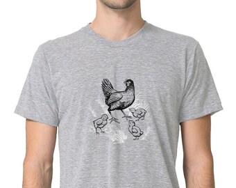 Men's Gray Chicken T-Shirt: Farm Animal Lover Gift