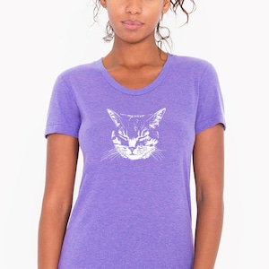 Purple Cat Shirt, Women's Clothing, Cat T-shirts, Kitty Shirt, Kitten Shirt, Cat T-shirt, Cat tee, Cat lover gift, Kittens Kitty Cat Shirt image 1