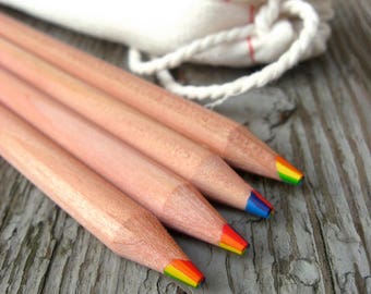 Rainbow Pencils / Natural Wood  Pencils / Rainbow Pencils / Cute School Supplies  / 7 Colors in one pencil / Cute Rainbow Pencils