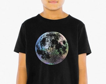 Kids Moon T-Shirt, Kids space gift, Silver foil printed moon Shirt, Kids Space Moon Gift, kids space clothing, Love to Moon and Back shirt