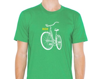 Mens Bike shirt, Biking shirt, Ride bike shirt, Bicycle shirt, Bicycle Tees, Green bike t shirt, biking shirts, bicycle, bicycle shirt,