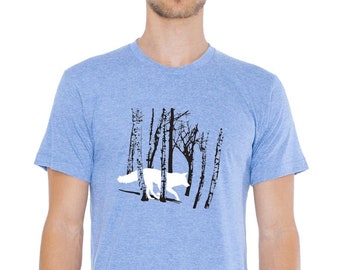 Men's Blue Fox TShirt, Winter Wolf T- Shirt, Spirit Animal gift, Woodland tshirts, Wolf Gift for him, Dire Wolf Shirt, Wolf Spirit Animal