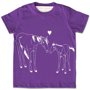 SALE HORSE shirt, Organic Kids Clothes, Purple horse shirt, horse and foal shirt, girls horse t-shirt, baby shower gift, baby girl outfit
