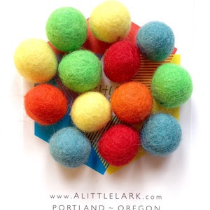 13 Extra Wool Felt Ammo Balls, Gentle play for Alittlelark Wooden Slingshot toy rainbow mix all colors toys craft fun birthday gift for kids image 2