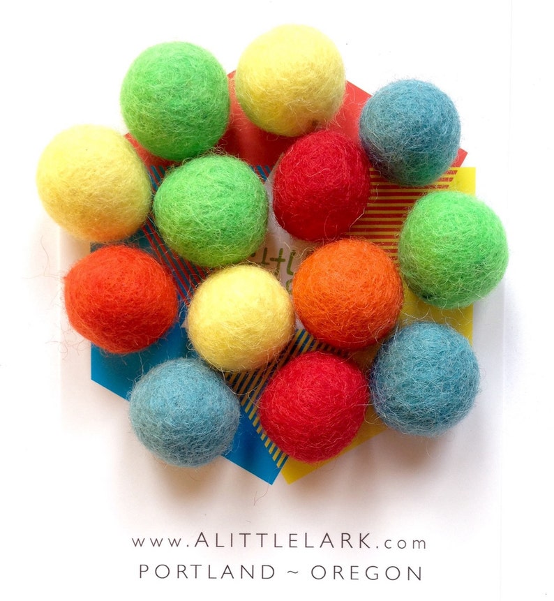 13 Extra Wool Felt Ammo Balls, Gentle play for Alittlelark Wooden Slingshot toy rainbow mix all colors toys craft fun birthday gift for kids image 2