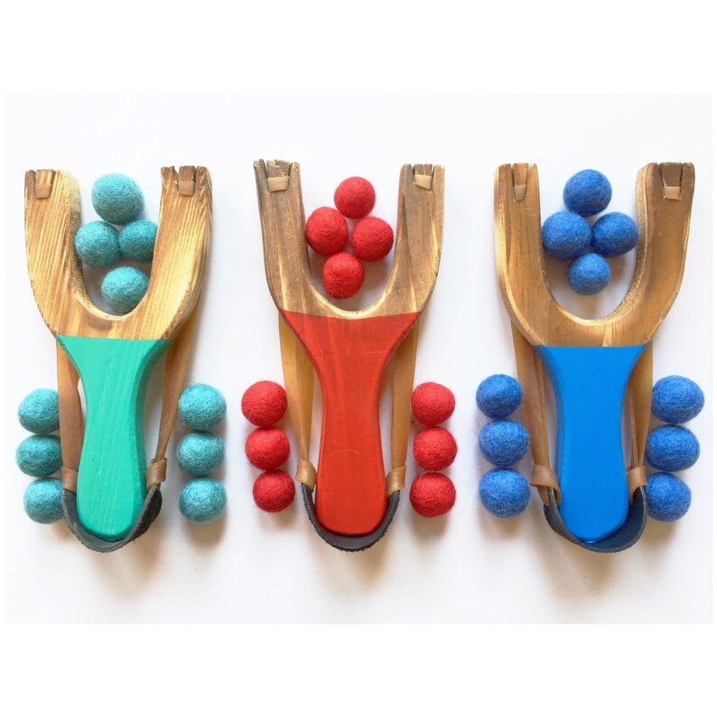 Mint Toy Slingshot Wooden Slingshot with wool felt ball ammo Etsy