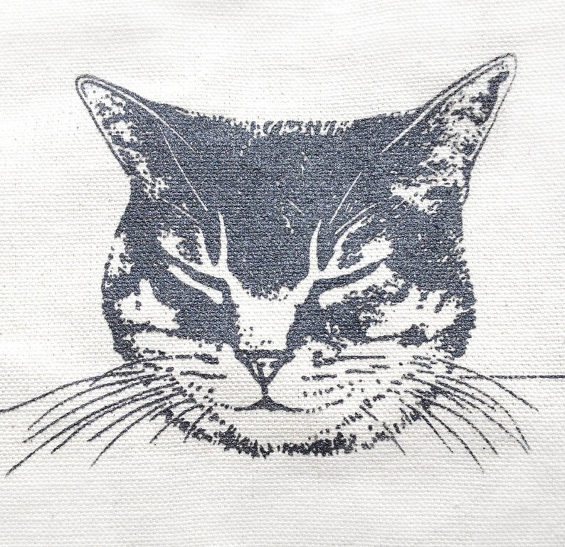 Cat Lunch Bag Cat lunch box Kids lunch bag made from Recycled Cotton Canvas Kitty Snack Bag Reusable washable lunch bag