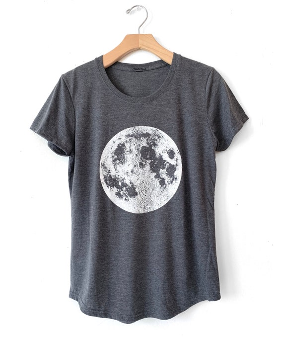 Full Moon Graphic Tee: Women's Dark Gray Astronomy Shirt - Etsy