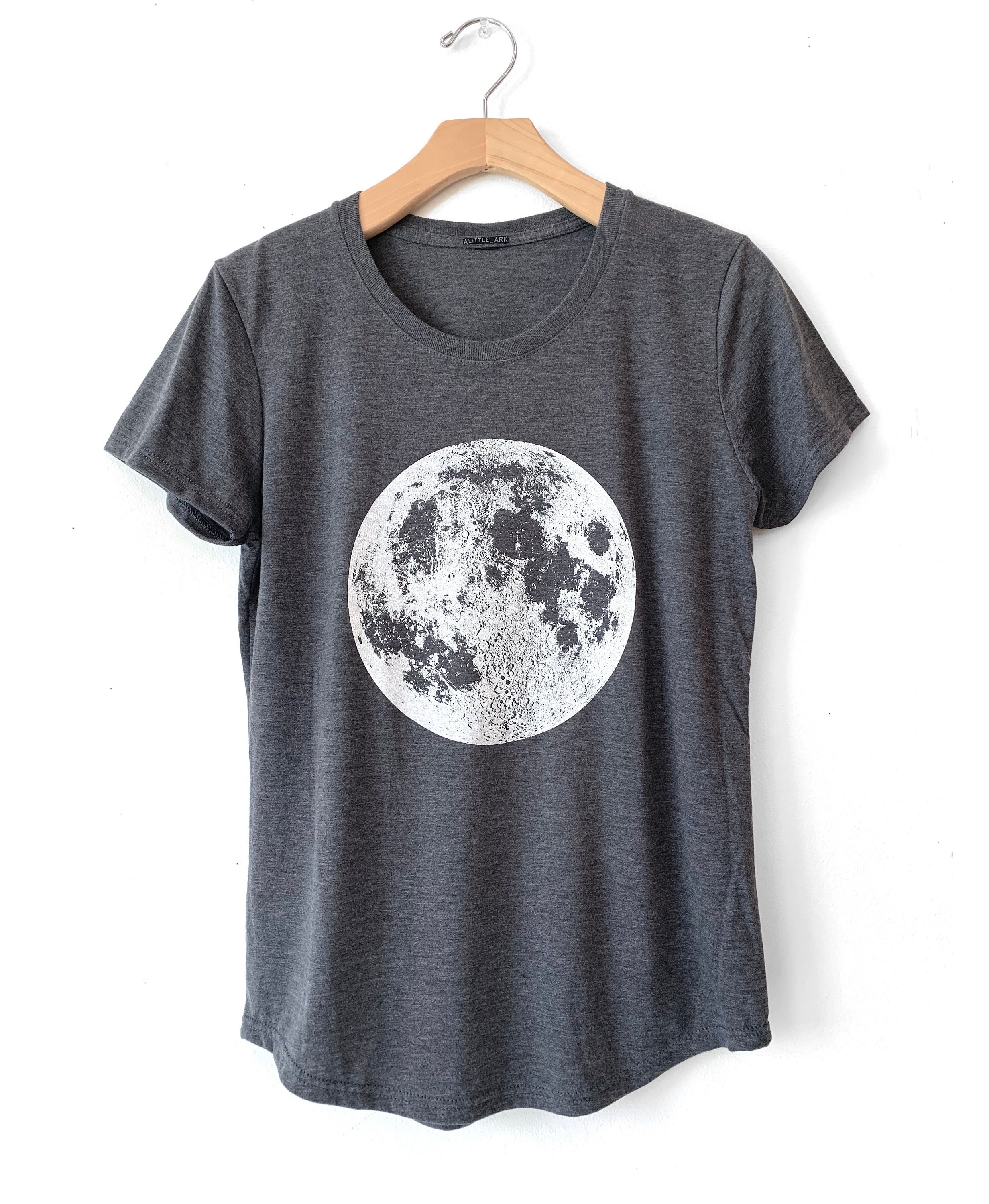 Full Moon Graphic Tee: Women's Dark Gray Astronomy Shirt - Etsy