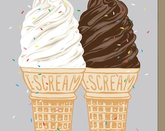 Ice Cream Cone Cards: Funny Birthday Greeting, Set of 6