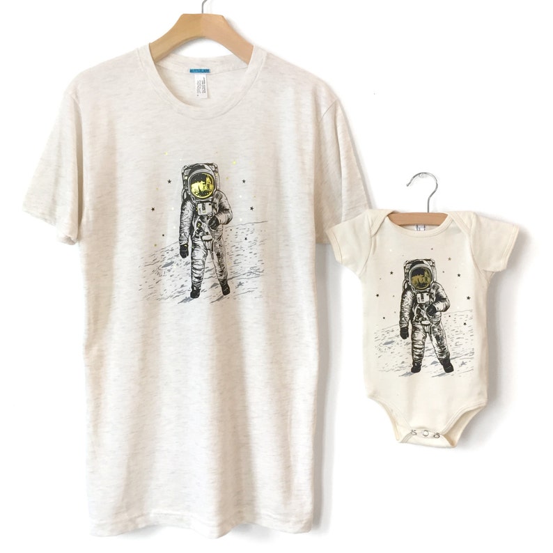 Astronaut Shirt, Organic Clothing, Kids moon t-shirt, Space t-shirt, Cool kid Tshirt, space graphic tee, gold foil stars, hip boy clothes image 6