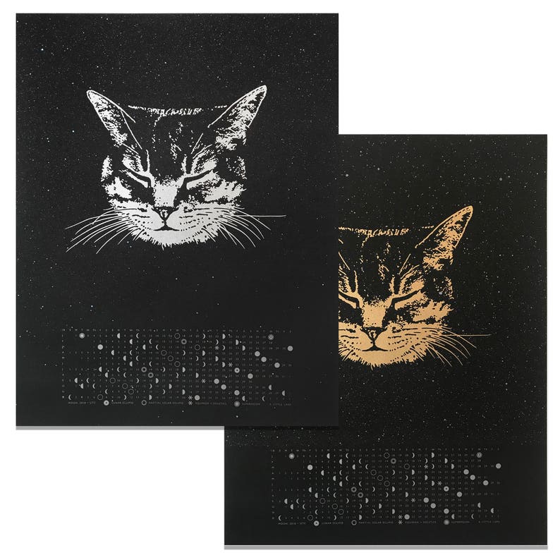Cat Calendar Space Cat Wall Calendar 2022 Moon Calendar Etsy