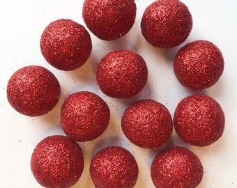12 Glitter Wool Felt Balls: Sparkle Craft Decoration