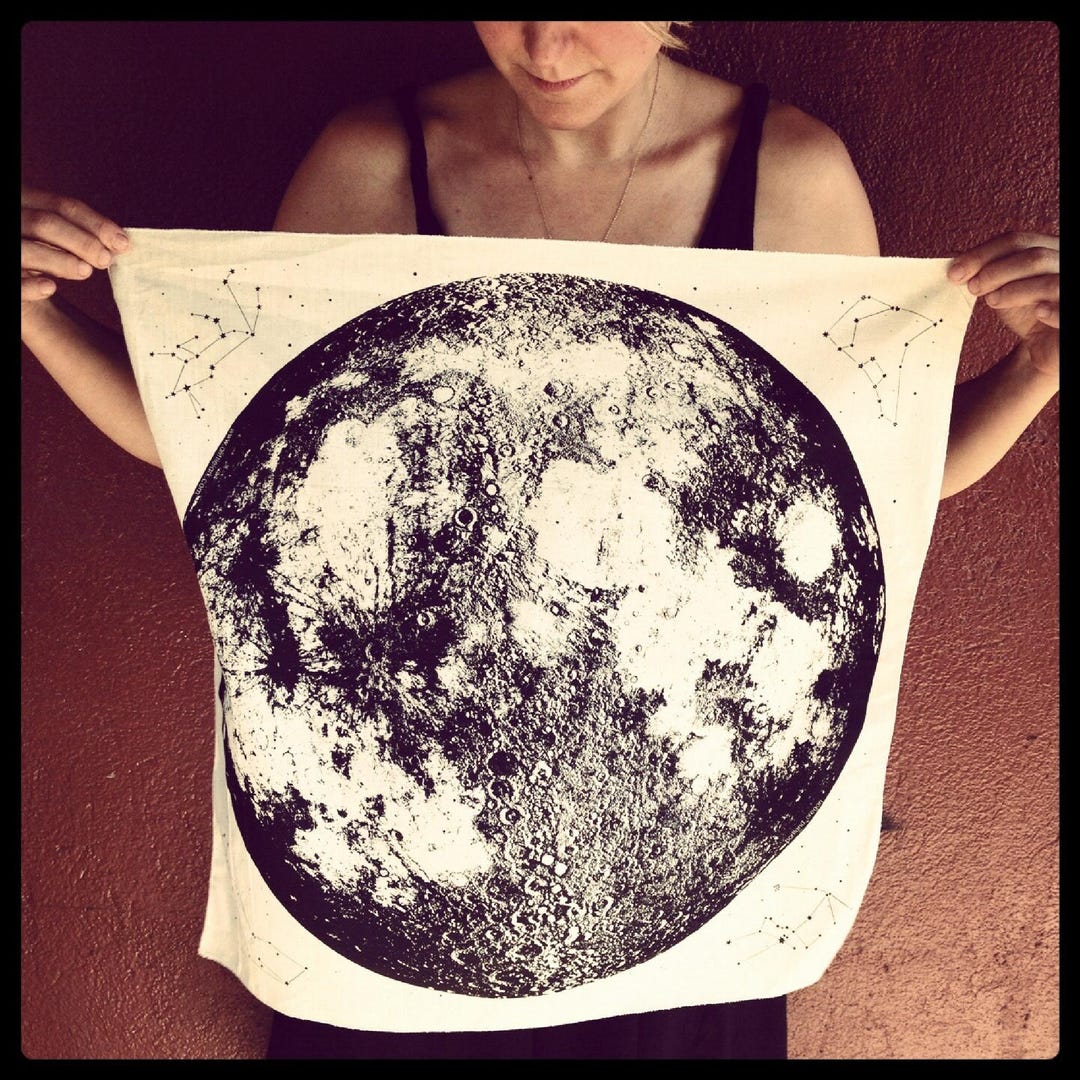 Full Moon Bandana Cotton Black: Constellations and Stars Silkscreened Print - Etsy