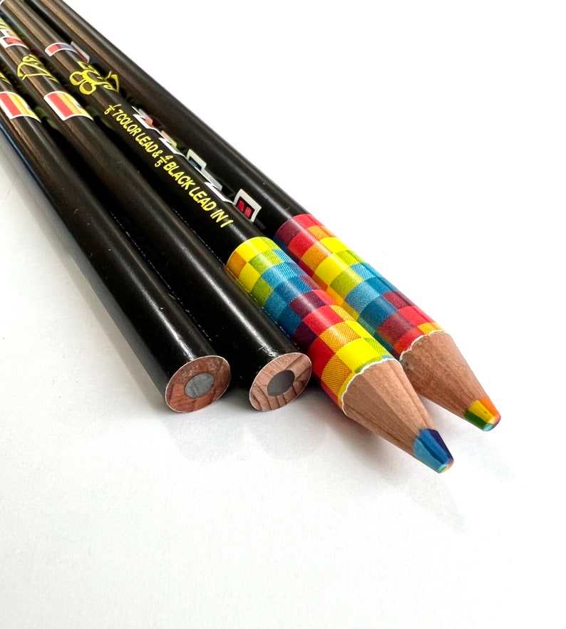 Rainbow Pencils / Natural Wood Pencils / Rainbow Pencils / Cute School Supplies / 7 Colors in one pencil / Cute Rainbow Pencils image 5