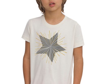 SALE Gold star T shirt, Kids Golden Star shirt, Stellar Kids tee, Gold Foil Print, organic kid t-shirts, metallic screen print