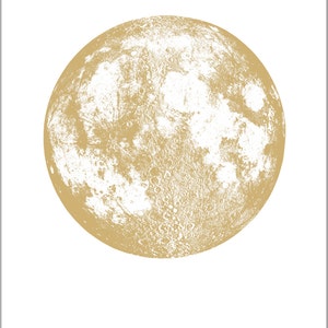 Metallic Moon luna Art Print, gold copper silver screen small print shimmer ink stellar pretty paper, rad lunar space, fits IKEA ribba frame image 4