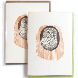 Eule Karten leere Karte, Letterpress-Karten, 6-Karten-Box, Vogel, Wald-Karten-Set, handgemachte Karten, Vogel-Liebhaber-Karte, Mama Karte