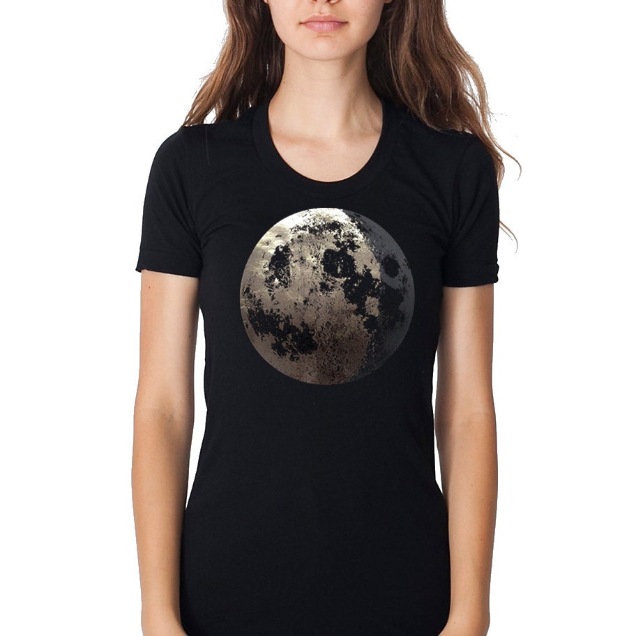 Silver Full Moon T-Shirt Black MOON t shirt Womens moon | Etsy