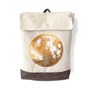 Sac à dos lune en toile naturelle, sac à dos en toile, sac lune, sac à dos végétalien, sac à dos en toile, cartable