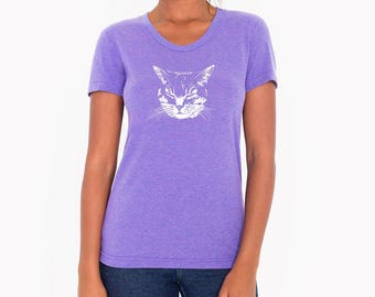 Purple Cat Shirt: Women's Kitty Tee, Cat Lover Gift