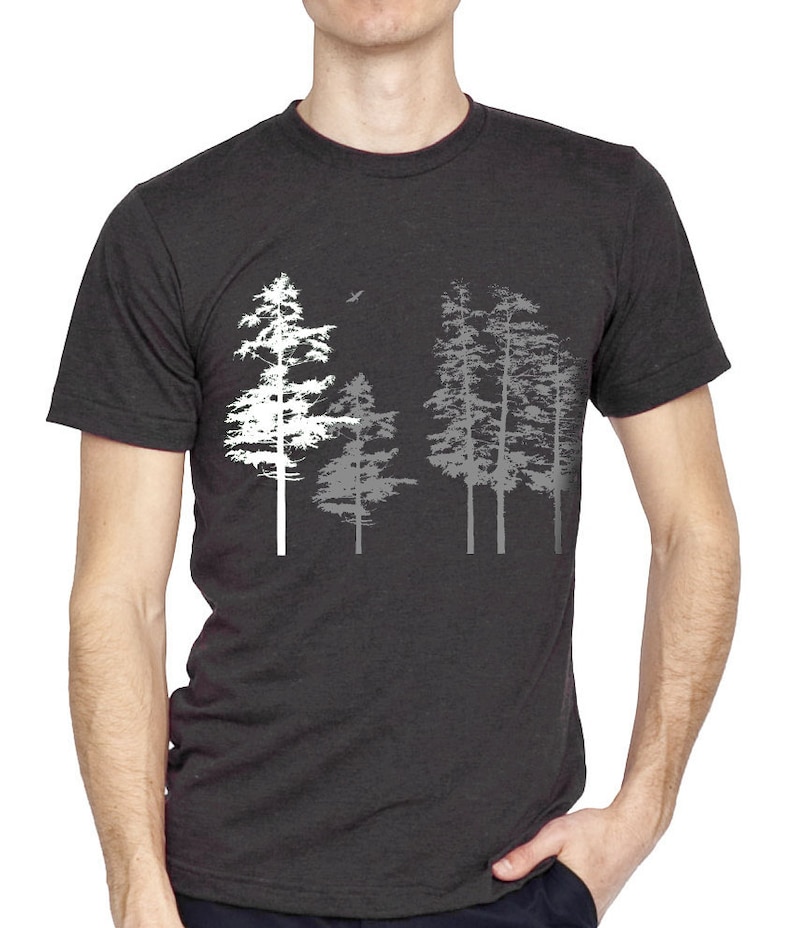 Men's Tree Shirt, Men's Nature Forest TShirts, Hemlock tree t-shirt, Camping Shirt, graphic tees, T-shirts, Gifts for him, Tree t-shirt image 1