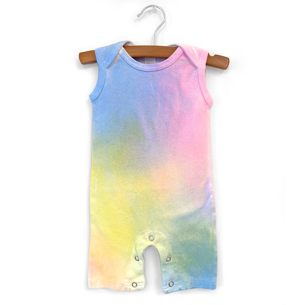 Misty Rainbow Jumpsuit, Rainbow Baby Gift, Rainbow Onesie Bodysuit, Hand Painted Rainbow