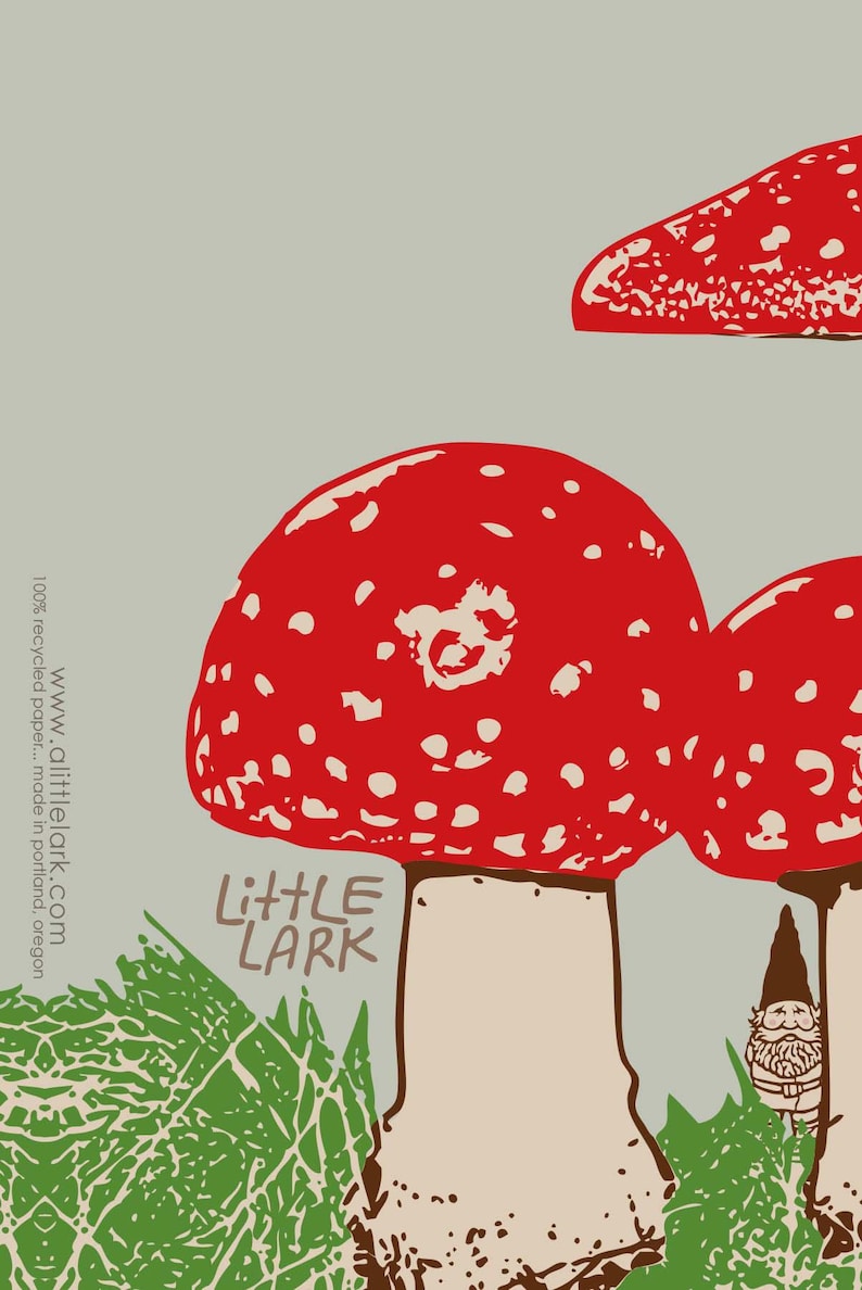 Gnome & Red Mushroom Journal: Small Blank Notebook, Woodland Gift image 2