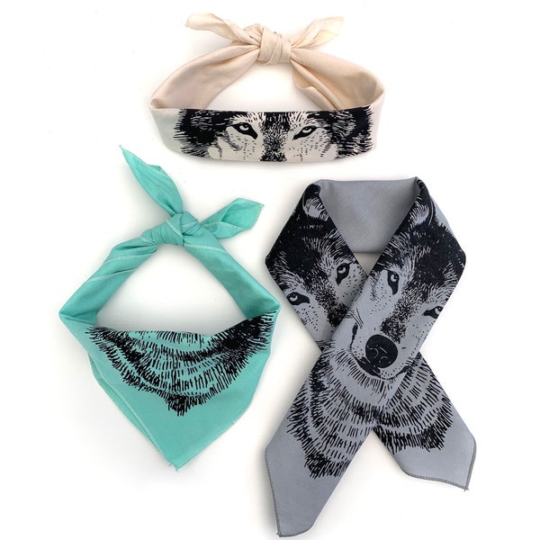 Wolf Kopftuch, Hundehalstuch, Bandana Gesichtsmaske, Bandana Lätzchen, Damenhalstuch, Herrenhalstuch, Wolfskopftuch, Wolfsgeschenk, Wolfshalstuch