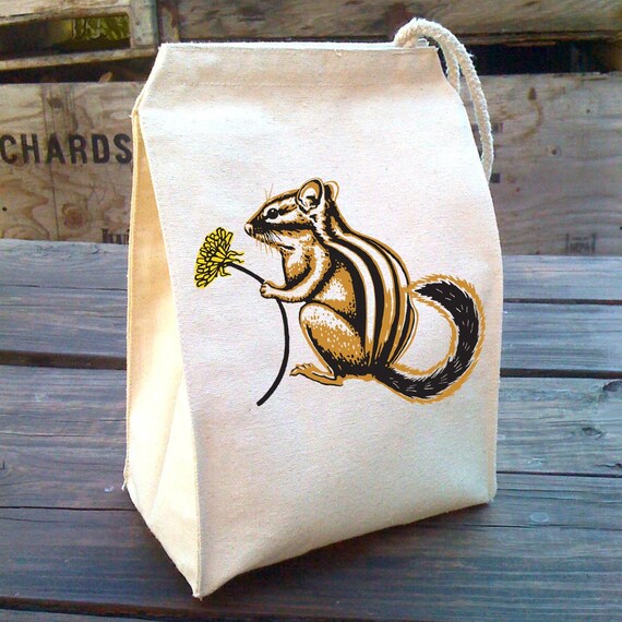 Chipmunk Lunch Bag Canvas Lunch Bags Woodland Creatures Waldorf Lunch Bag Lunch Box Lunch Tote Lunch Box Kids Cotton Canvas Lunch Bag Etsy