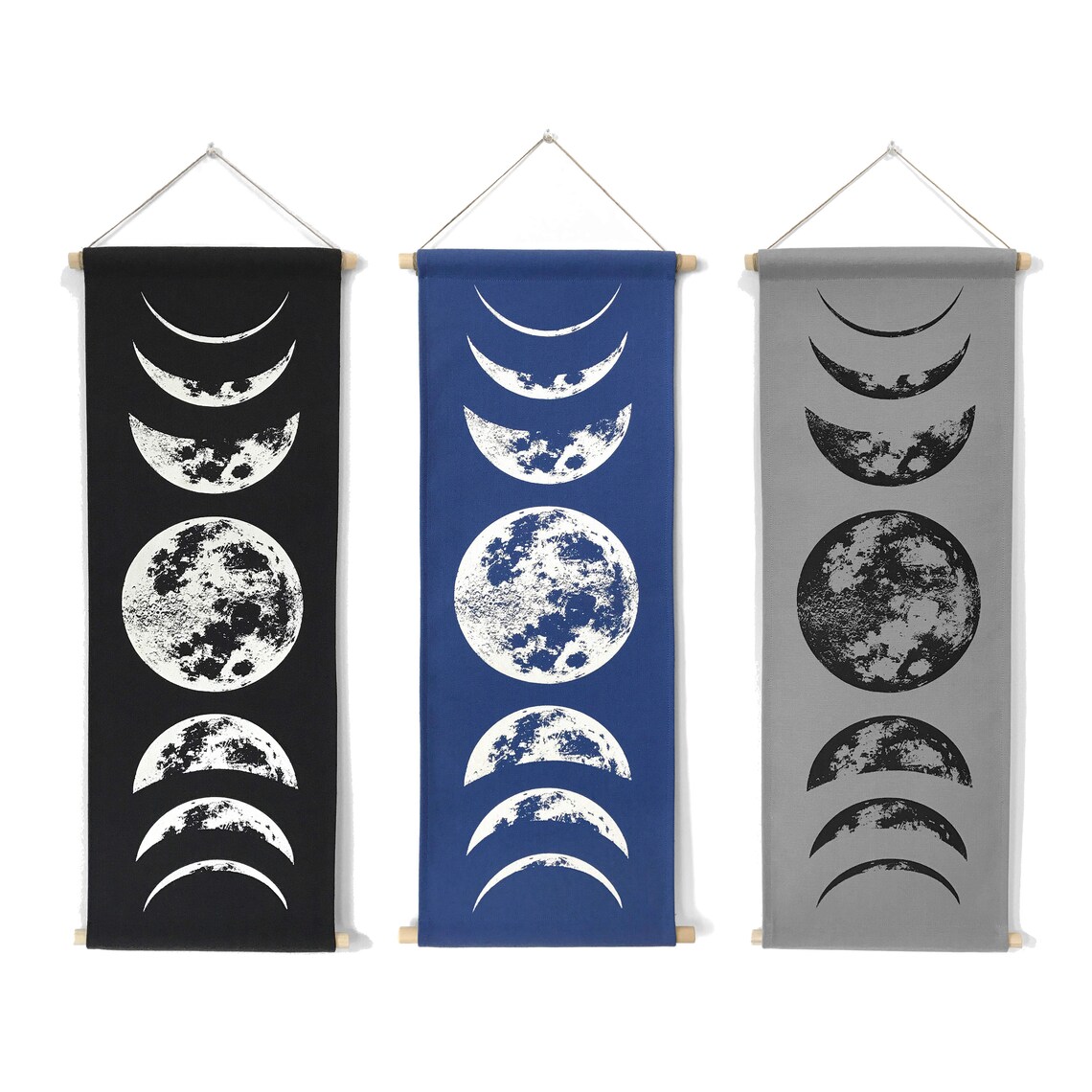 Moon Phases Wall Hanging Moon Tapestry Moon Phases Wall Etsy
