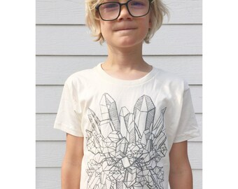Kids Organic Cotton Crystal T-Shirt: Silver Glitter Science Tee