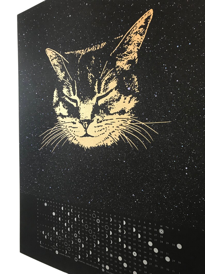 Cat Calendar Space Cat Wall calendar 2021 Moon Calendar Etsy