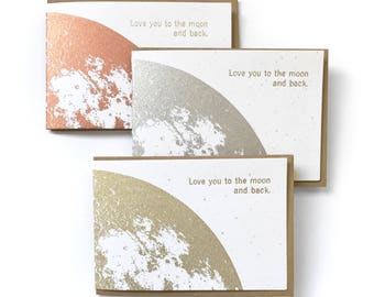 Love you to the Moon and Back Card, Love Cards, I Love you Card, To The Moon, Moon Card, Anniversary Card, Girlfriend Valentines Card