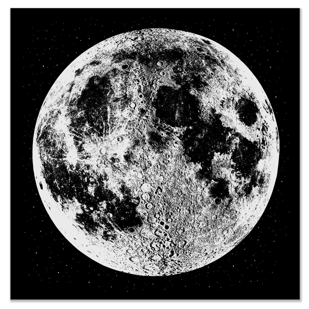 Silkscreened Moon Art Print: Gold Ink Full Moon, 22