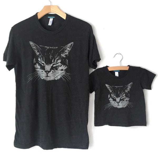 Set di magliette con gatto padre e figlio abbinate: regalo per neo-papà