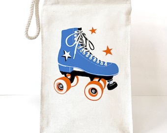 Roller Skate Cloth Lunch Bag, Cute Kid Lunch Bag, Cute Lunch Box, Cotton Canvas lunch tote, reusable washable lunch bag