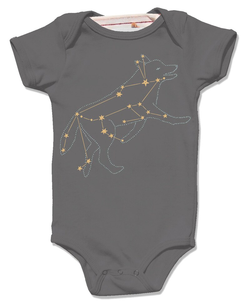 Asphalt Gray Lupus Wolf Bodysuit animal star constellation Etsy