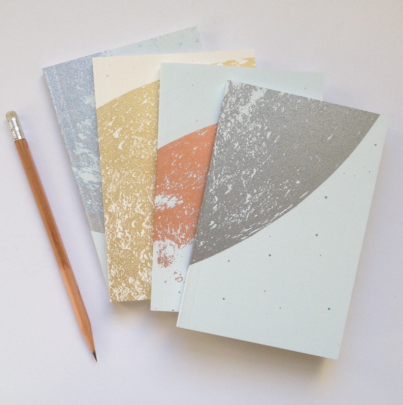 Moon Journal, Small blank notebook, Moon notebook, moon journals, pocket size notebook, travel journal, gold moon silver copper moon image 4