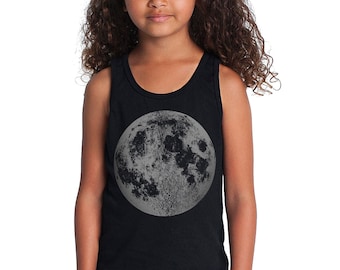 VENTE Débardeur Kids Moon, Chemise Kids Full Moon, chemise d’été lune, t-shirt lune enfants, sérigraphie spatiale astronomie, chemises de sciences spatiales