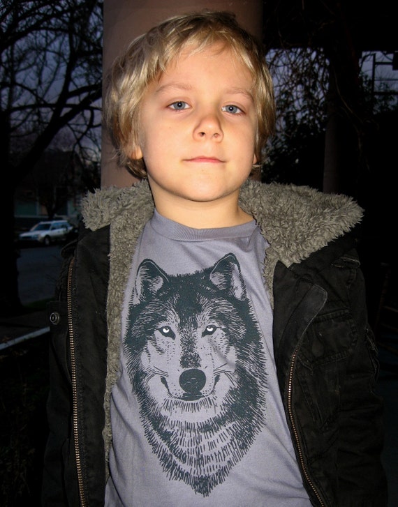 Wolf Shirt, Wolf Children's Clothes, Wolf Face Shirt, Timber Wolf