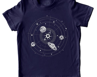 SALE Solar system t-shirt, Kids Planets Shirt, Children's Science Clothing, Kid Science shirt, Glow in the Dark Planets T Shirt