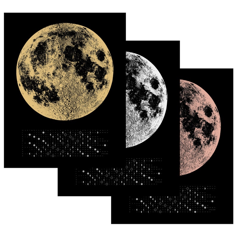 2024 Moonlight Moonrise Lunar Calendar, 2024 Blue Moon Calendar, 2024 Moon Phases, Silver Moon Art Print image 8