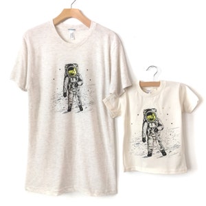 Astronaut Shirt, Organic Clothing, Kids moon t-shirt, Space t-shirt, Cool kid Tshirt, space graphic tee, gold foil stars, hip boy clothes image 4