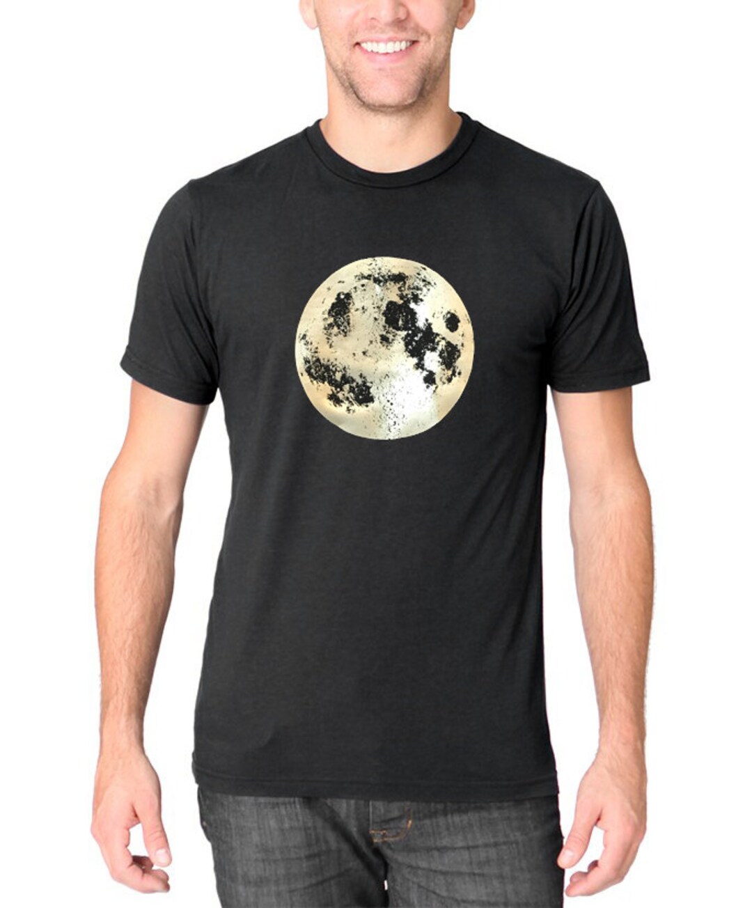 Space Moon T-shirt Mens Moon Tshirt Full Moon T-shirt Gold - Etsy