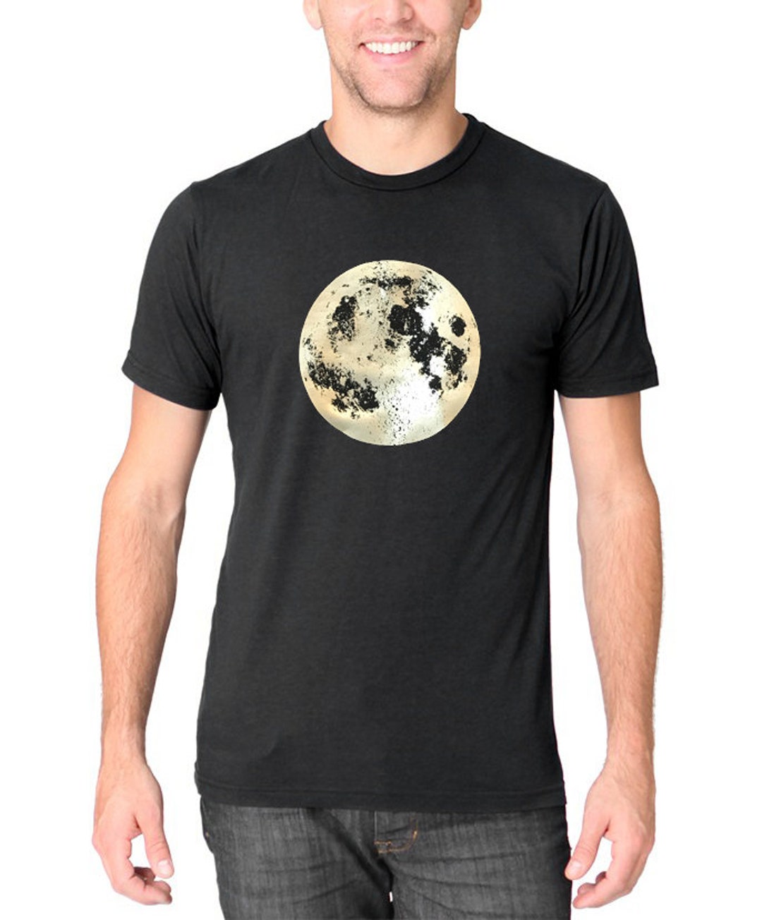 Space Moon T-shirt, Mens Moon Tshirt, Full Moon T-shirt