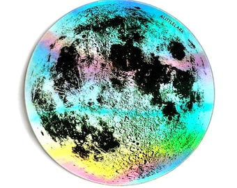 Hologram Moon Stickers, 3 inch moon sticker, moon party favors, sticker collector
