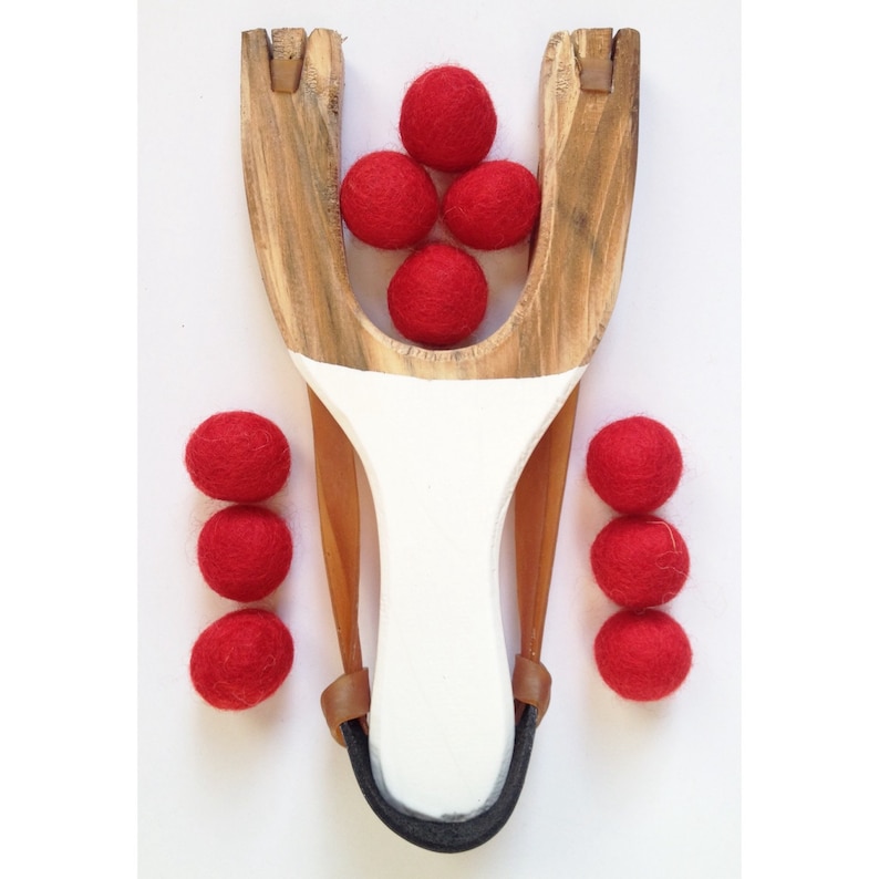 Wooden Slingshot Neon Felt Ball Ammo Kids Birthday Gift Etsy